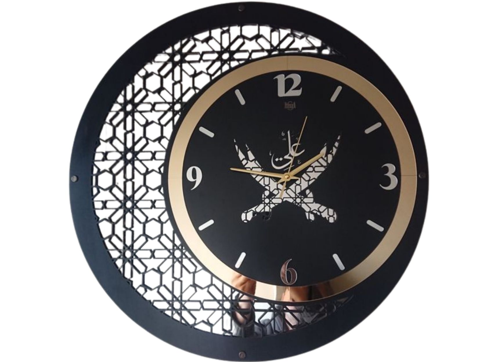 DUVAR SAATİ 40CM AHŞAP-AYNA ZÜLFÜKAR -SİYAH