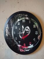 DUVAR SAATİ 50 CM AHŞAP AYNA ELİF VAV MOTİFLİ - Görsel 2