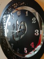 DUVAR SAATİ 50 CM AHŞAP AYNA ELİF VAV MOTİFLİ - Görsel 4