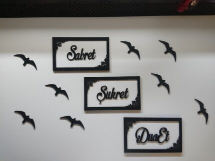 Sabret Şükret Dua Et Kuşlu Duvar Panosu