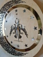 50cm AHŞAP ve AYNA DUVAR SAATİ SELÇUKLU TEMALI - Görsel 4