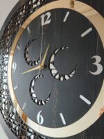 50 cm  AHŞAP ve AYNALI  DUVAR SAATİ ÜÇ HİLAL TEMALI - Görsel 2